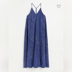 H&M WIDE CUT SWING BLUE WHITE FLORAL PRINTED JERSEY MAXI DRESS SIZE LARGE